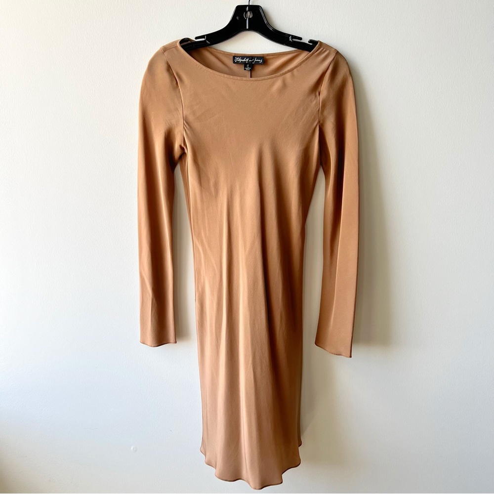 Elizabeth & James silk long sleeve slip dress SM